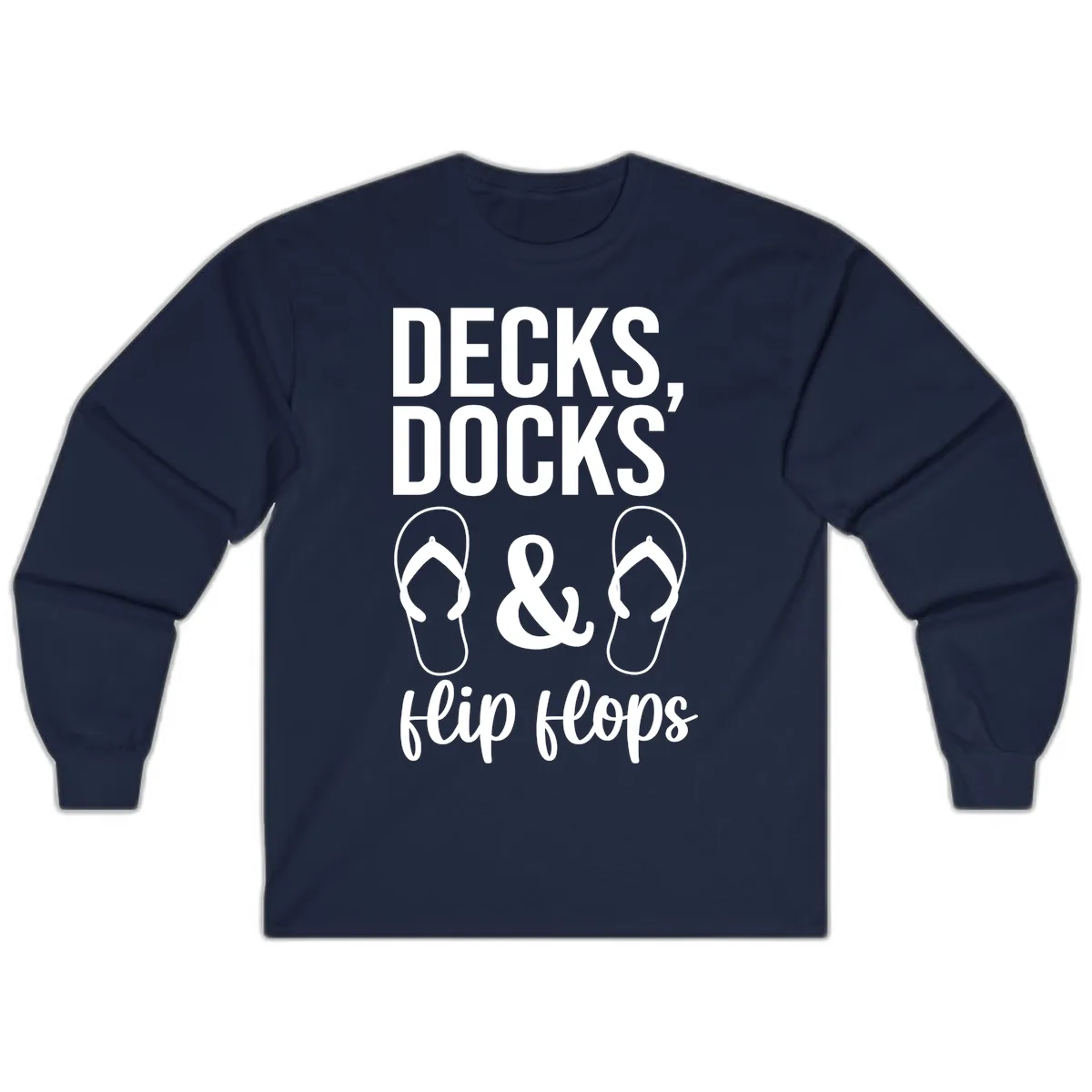 Decks Docks and Flip Flops Long Sleeve in Navy