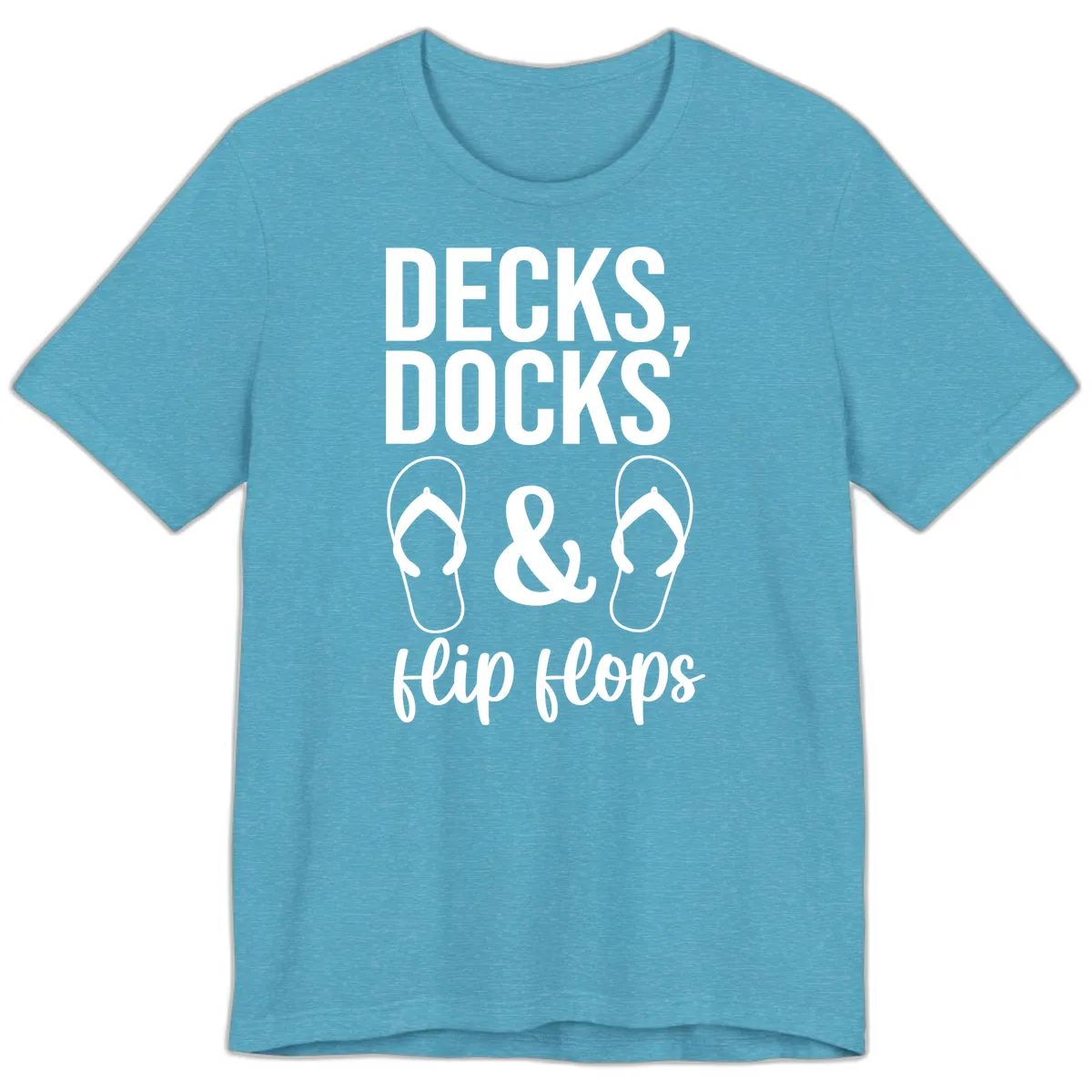 Decks Docks and Flip Flops Premium T-Shirt in Heather Aqua