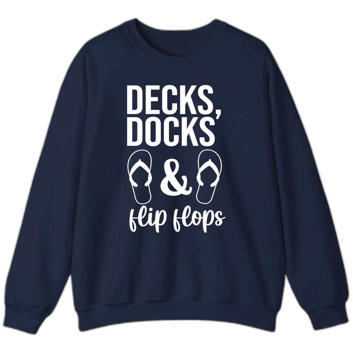 Decks Docks and Flip Flops Sweatshirt in Navy
