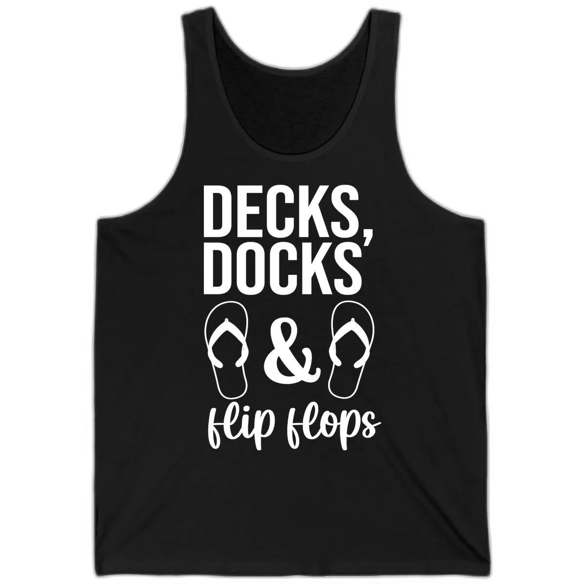 Decks Docks and Flip Flops Tank in Black