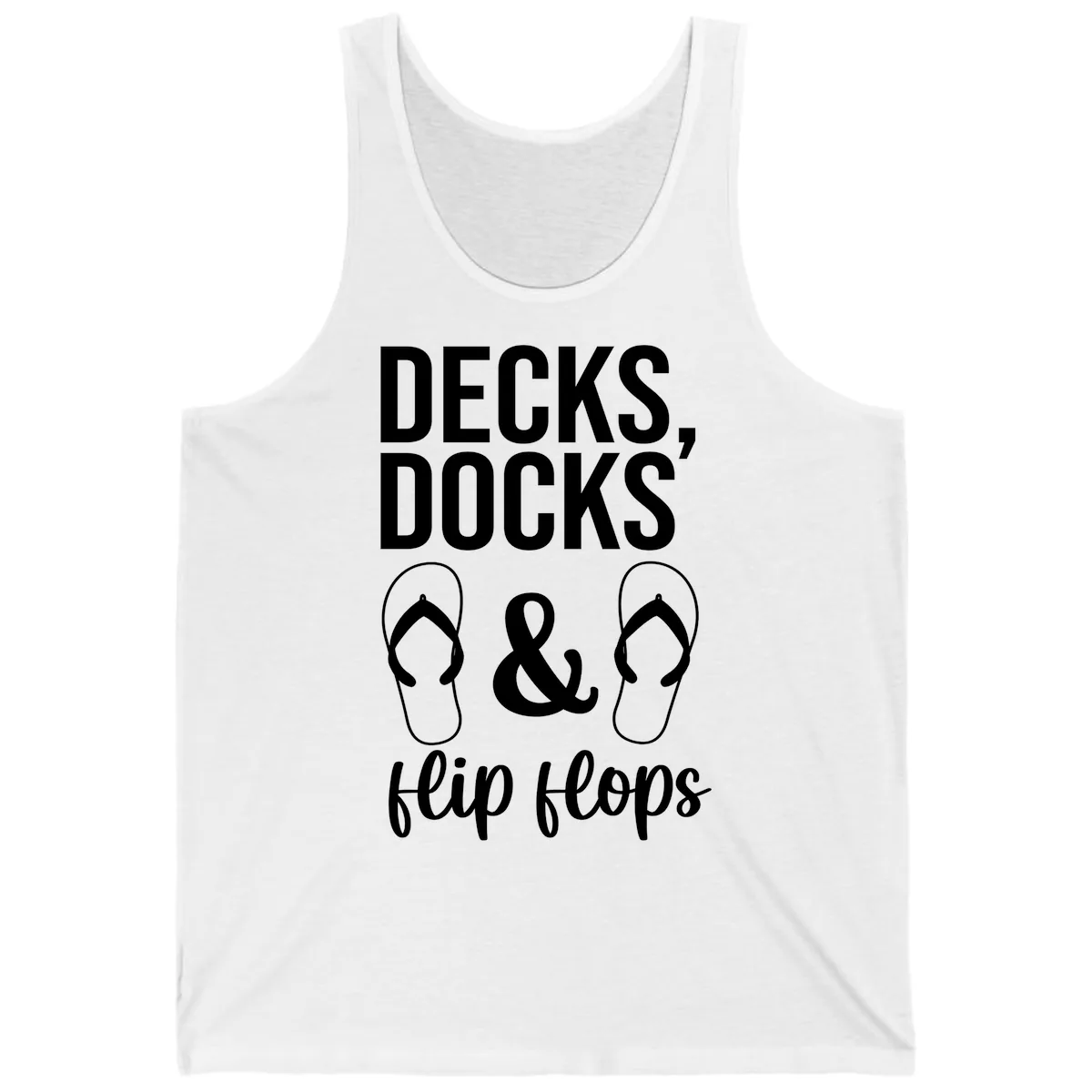 Decks Docks and Flip Flops Tank in White