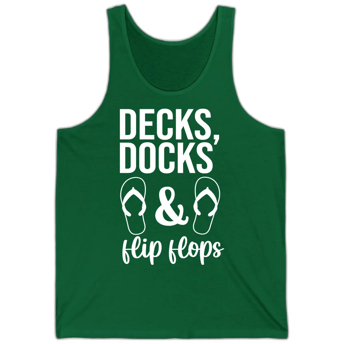 Decks Docks and Flip Flops Tank in Kelly