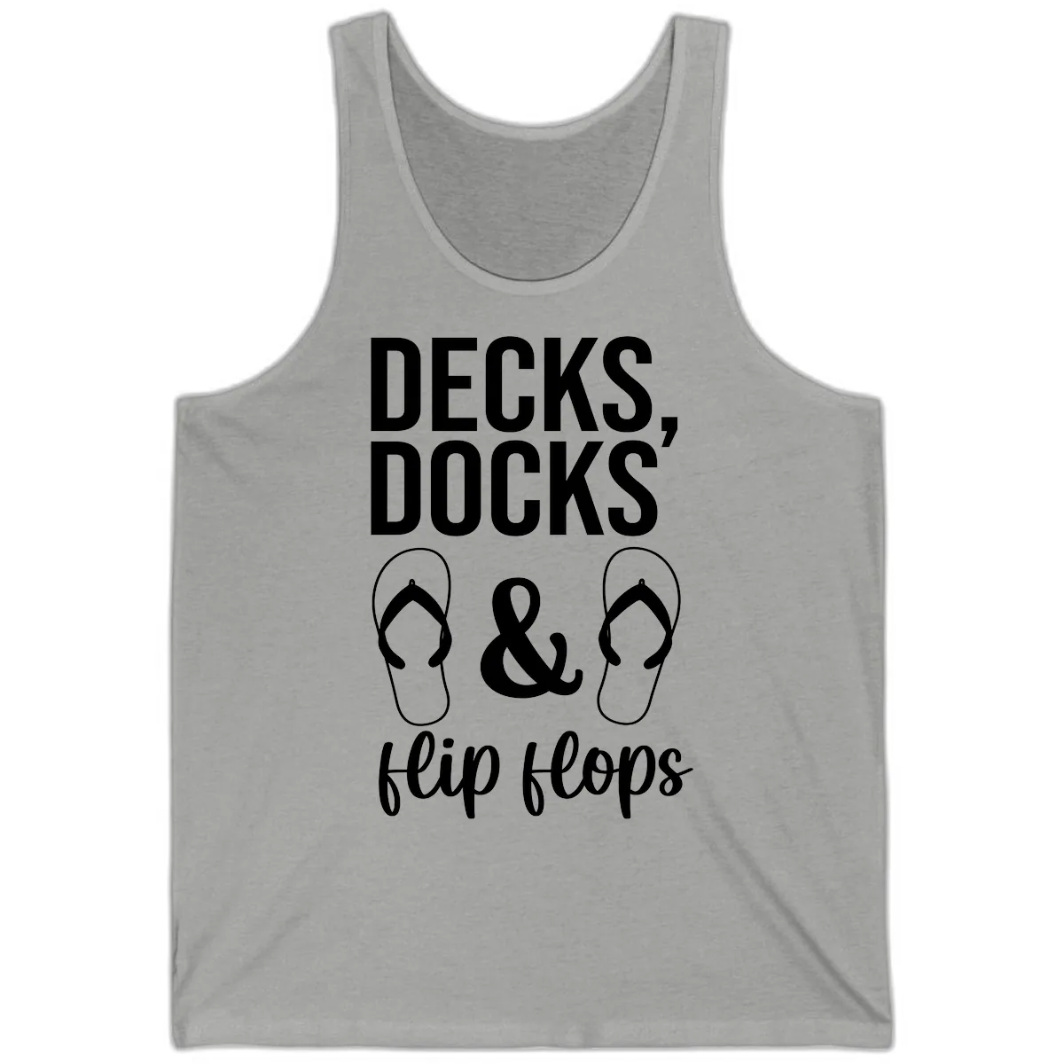 Decks Docks and Flip Flops Tank in Athletic Heather