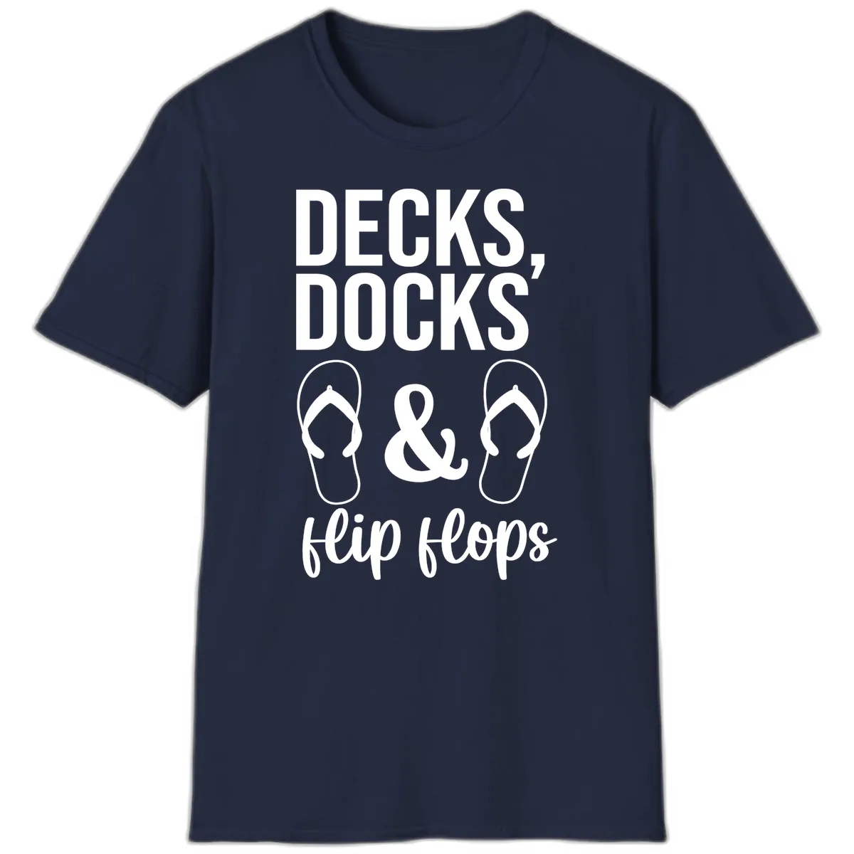 Decks Docks and Flip Flops T-Shirt in Navy