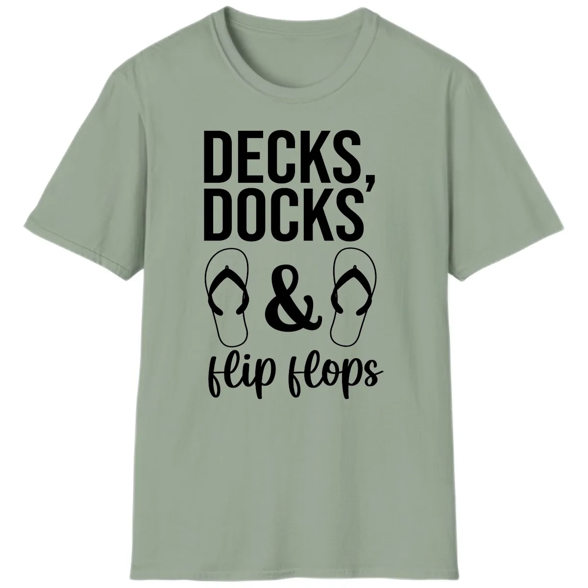 Decks Docks and Flip Flops T-Shirt in Sage