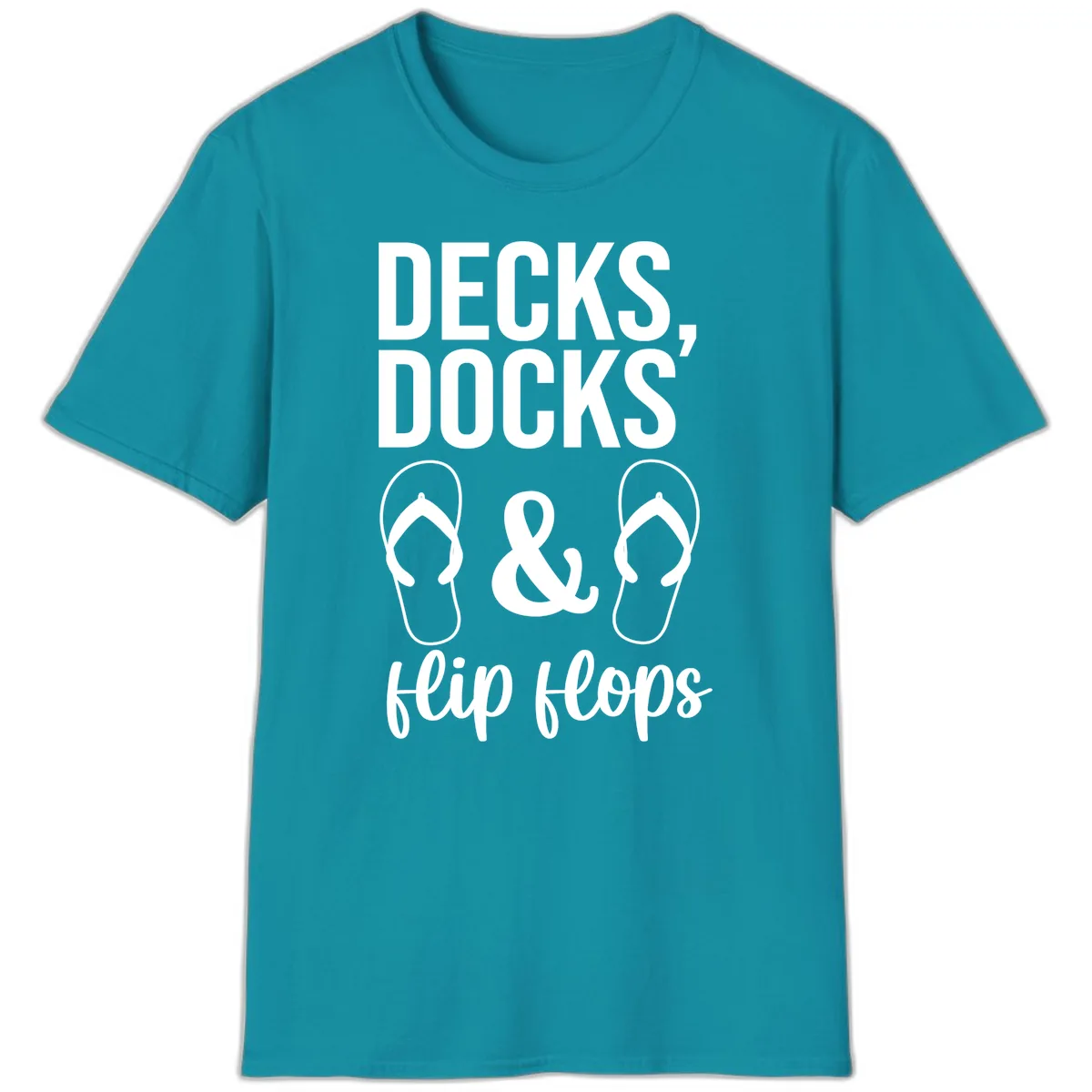 Decks Docks and Flip Flops T-Shirt in Tropical Blue