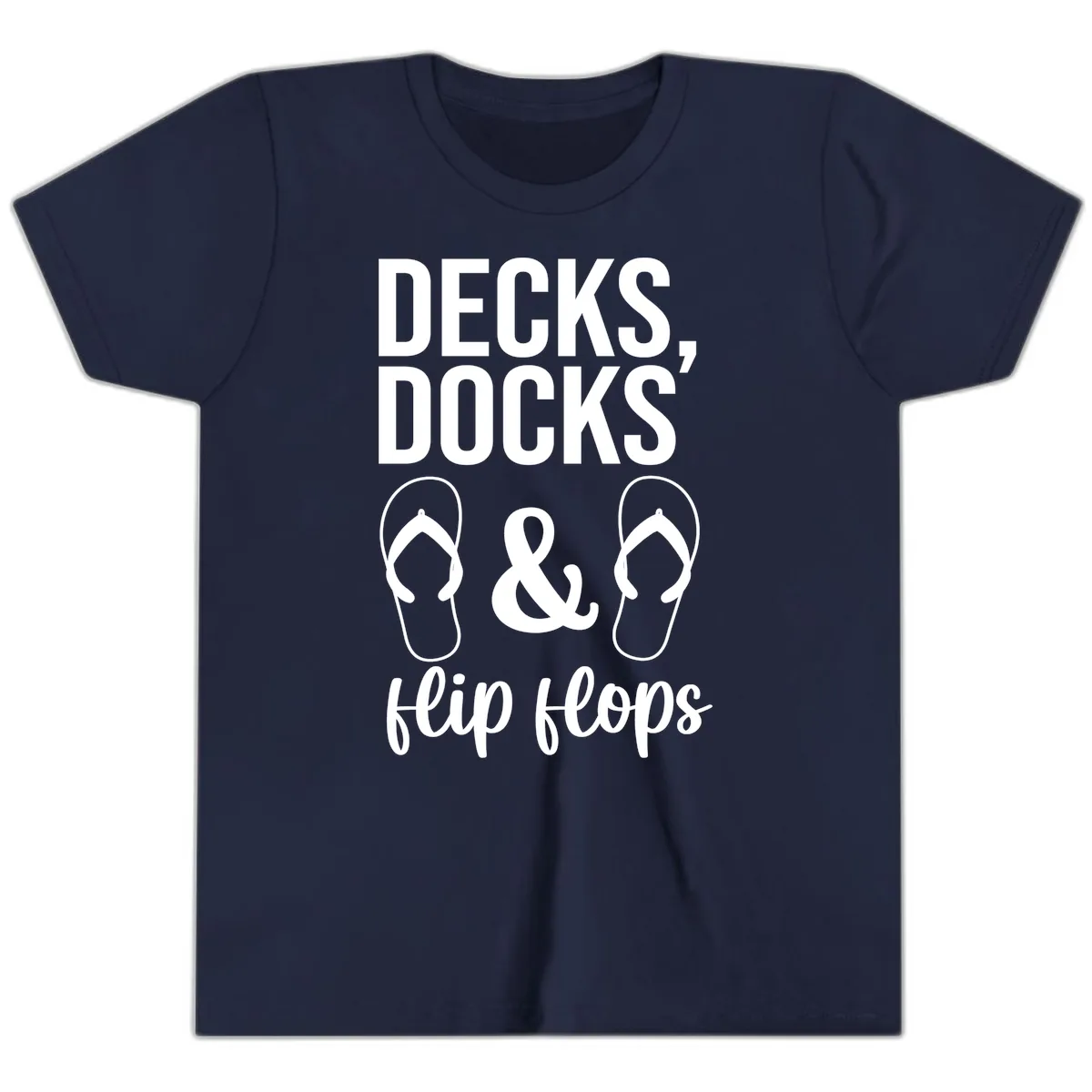 Decks Docks and Flip Flops Youth T-Shirt in Navy