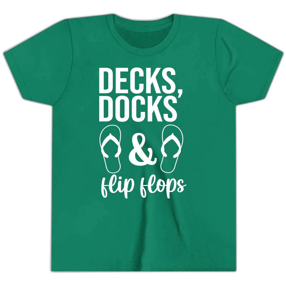 Decks Docks and Flip Flops Youth T-Shirt in Kelly