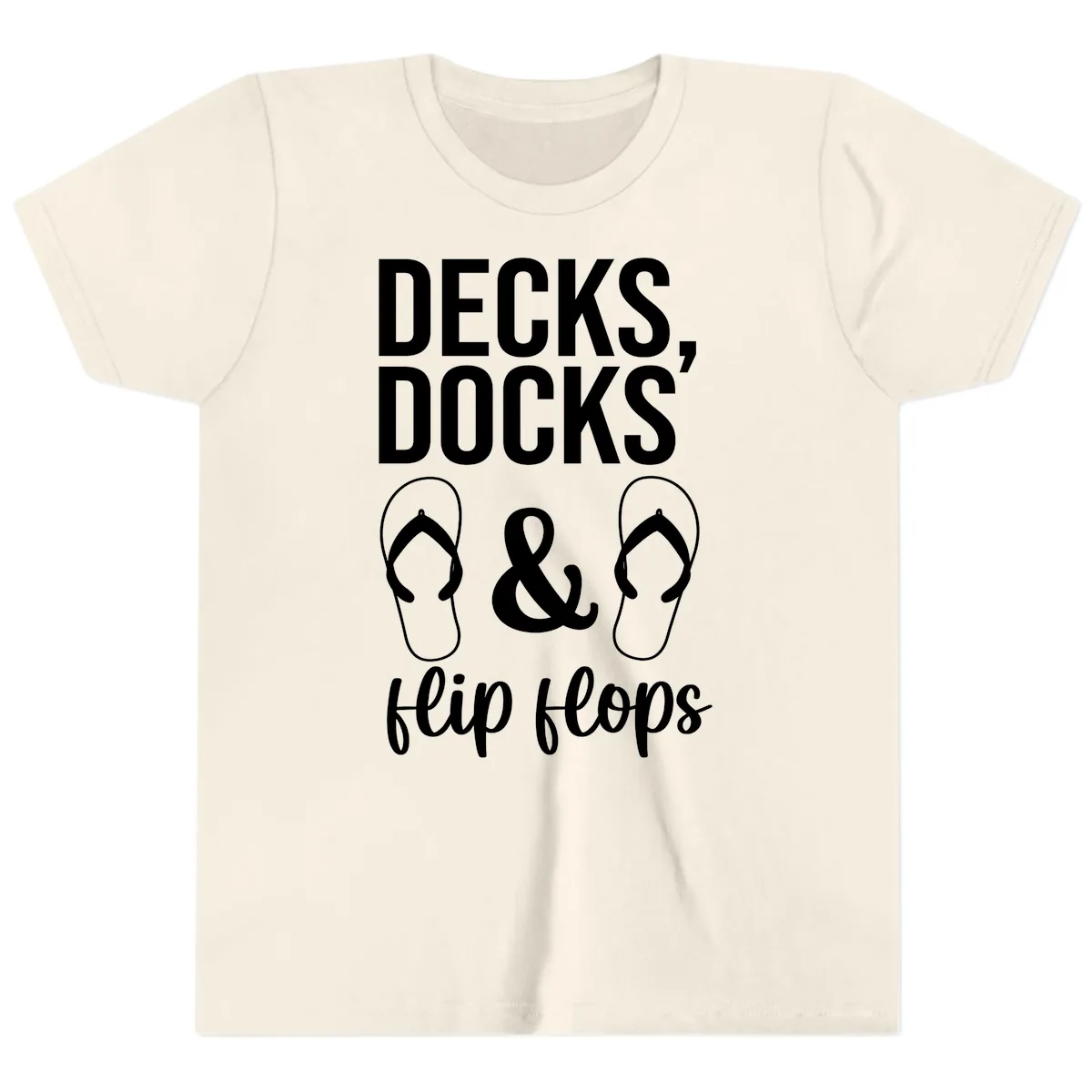 Decks Docks and Flip Flops Youth T-Shirt in Natural
