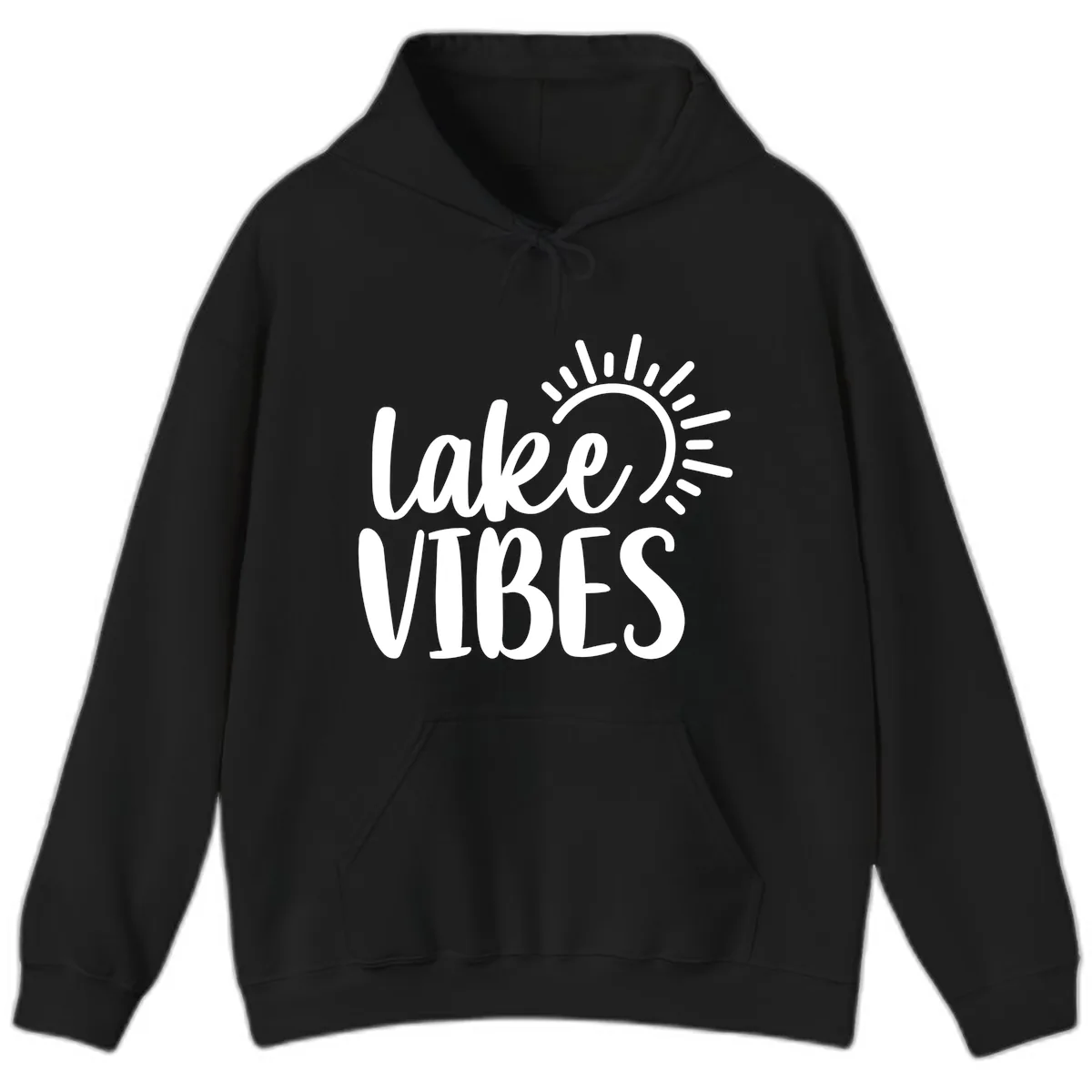 Lake Vibes Summer Sun Design Hoodie in Black