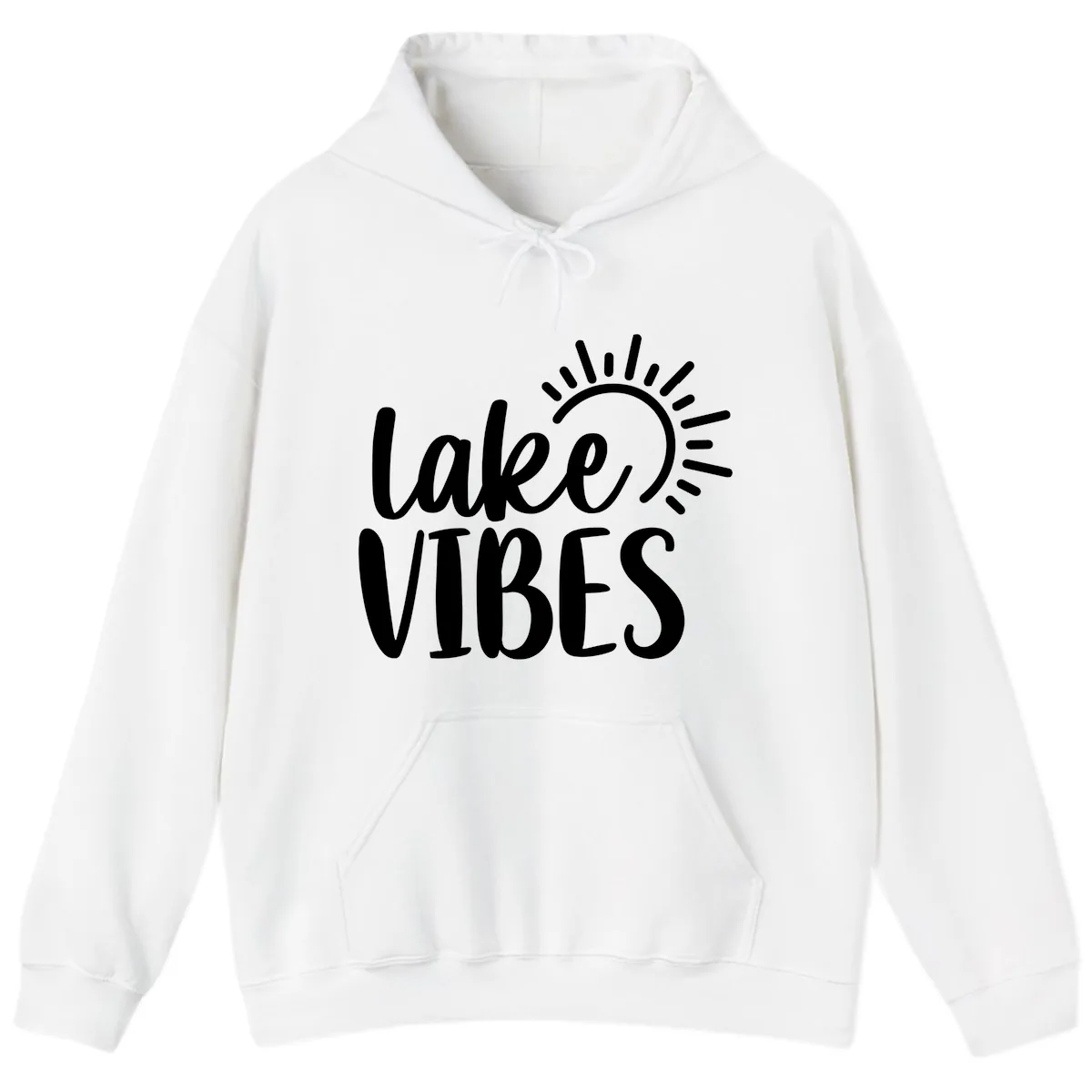 Lake Vibes Summer Sun Design Hoodie in White