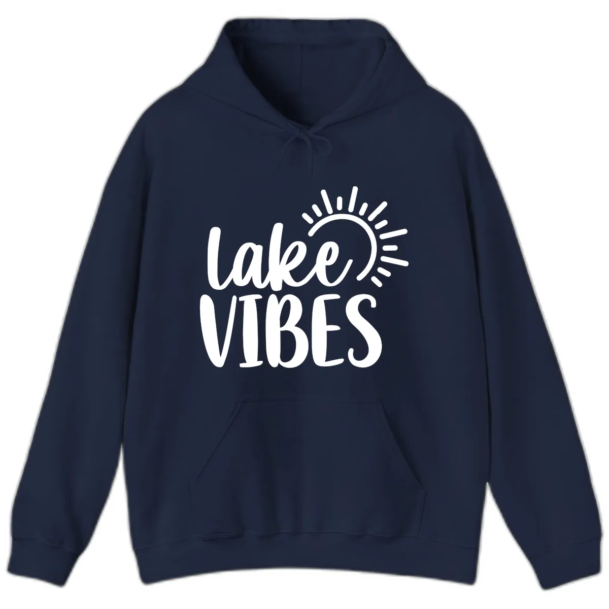 Lake Vibes Summer Sun Design Hoodie in Navy