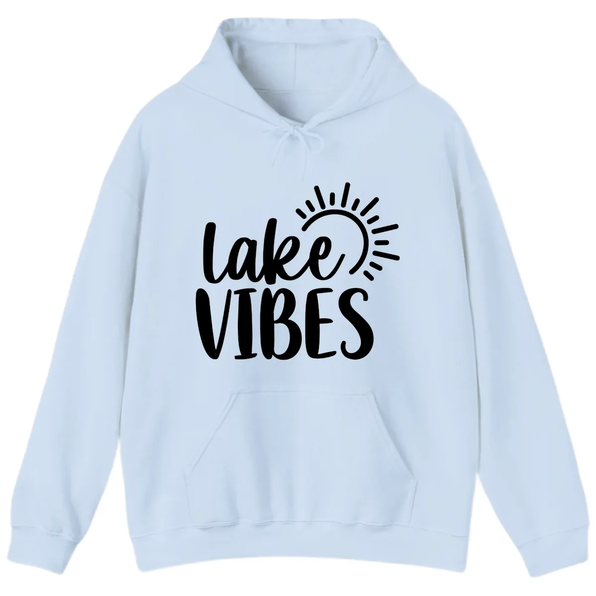 Lake Vibes Summer Sun Design Hoodie in Light Blue