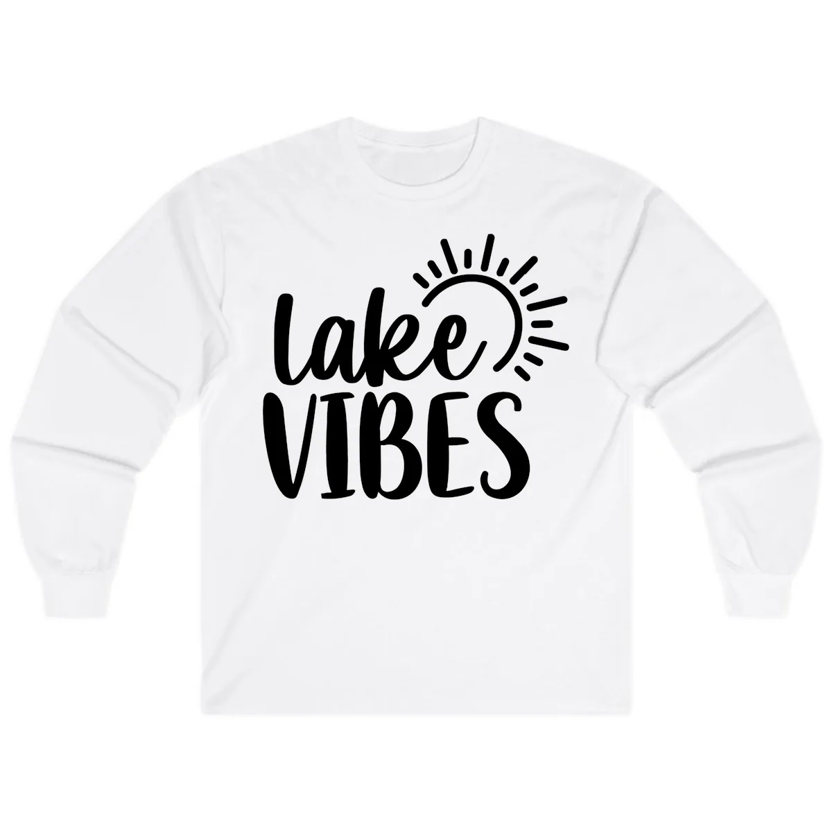 Lake Vibes Summer Sun Design Long Sleeve in White