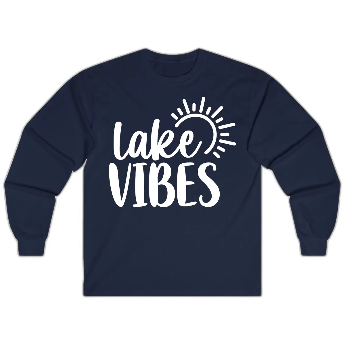 Lake Vibes Summer Sun Design Long Sleeve in Navy