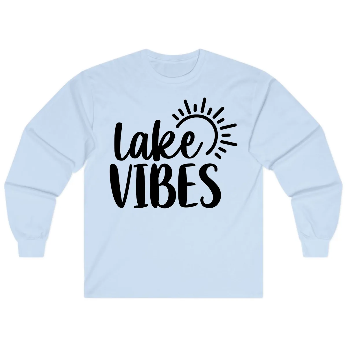 Lake Vibes Summer Sun Design Long Sleeve in Light Blue