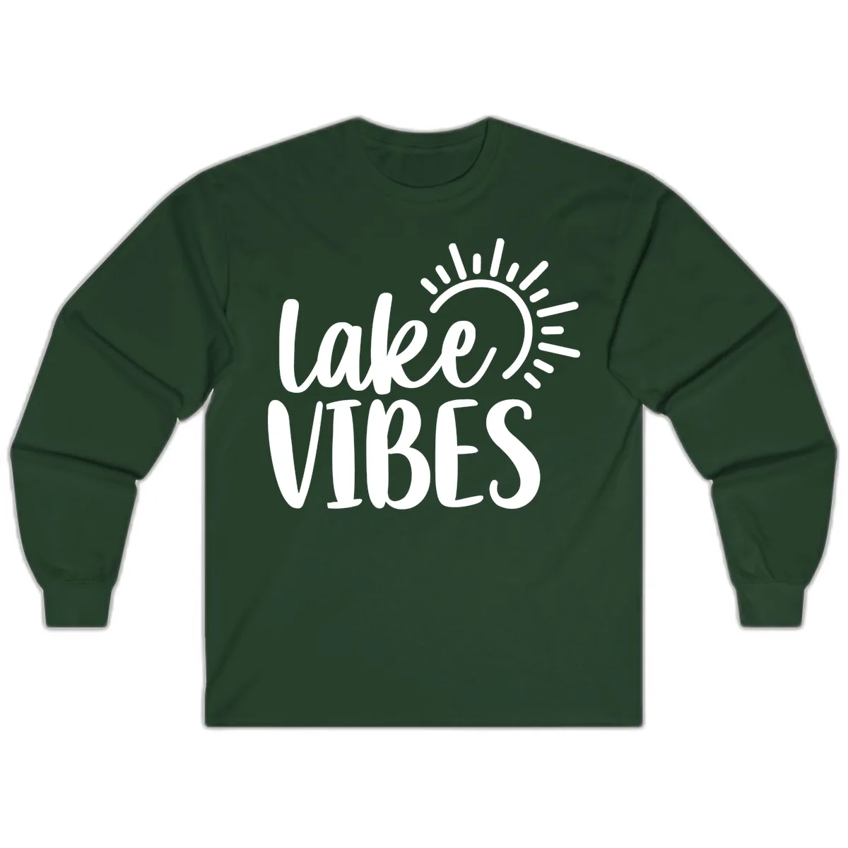 Lake Vibes Summer Sun Design Long Sleeve in Forest Green