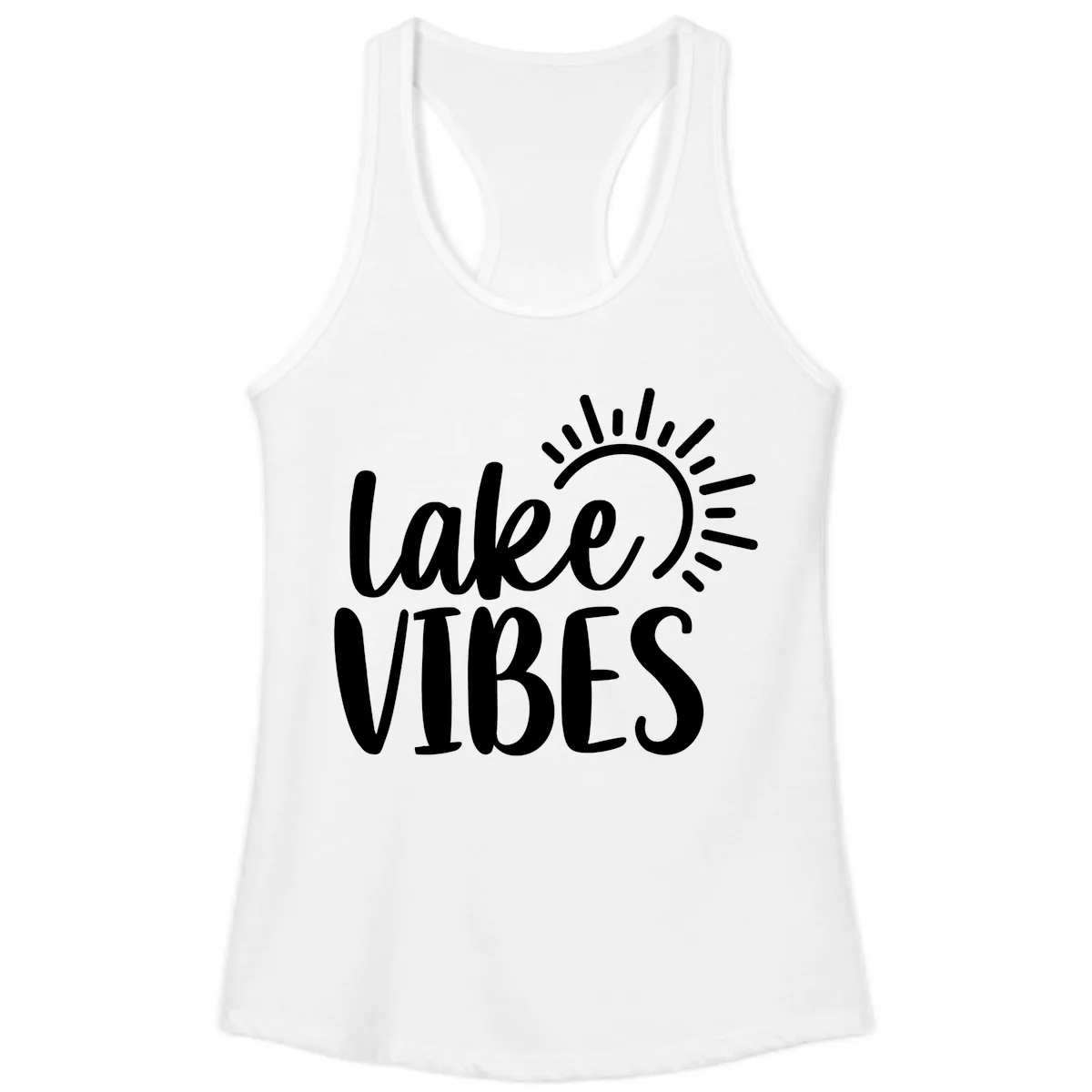 Lake Vibes Summer Sun Design Ladies Tank in White