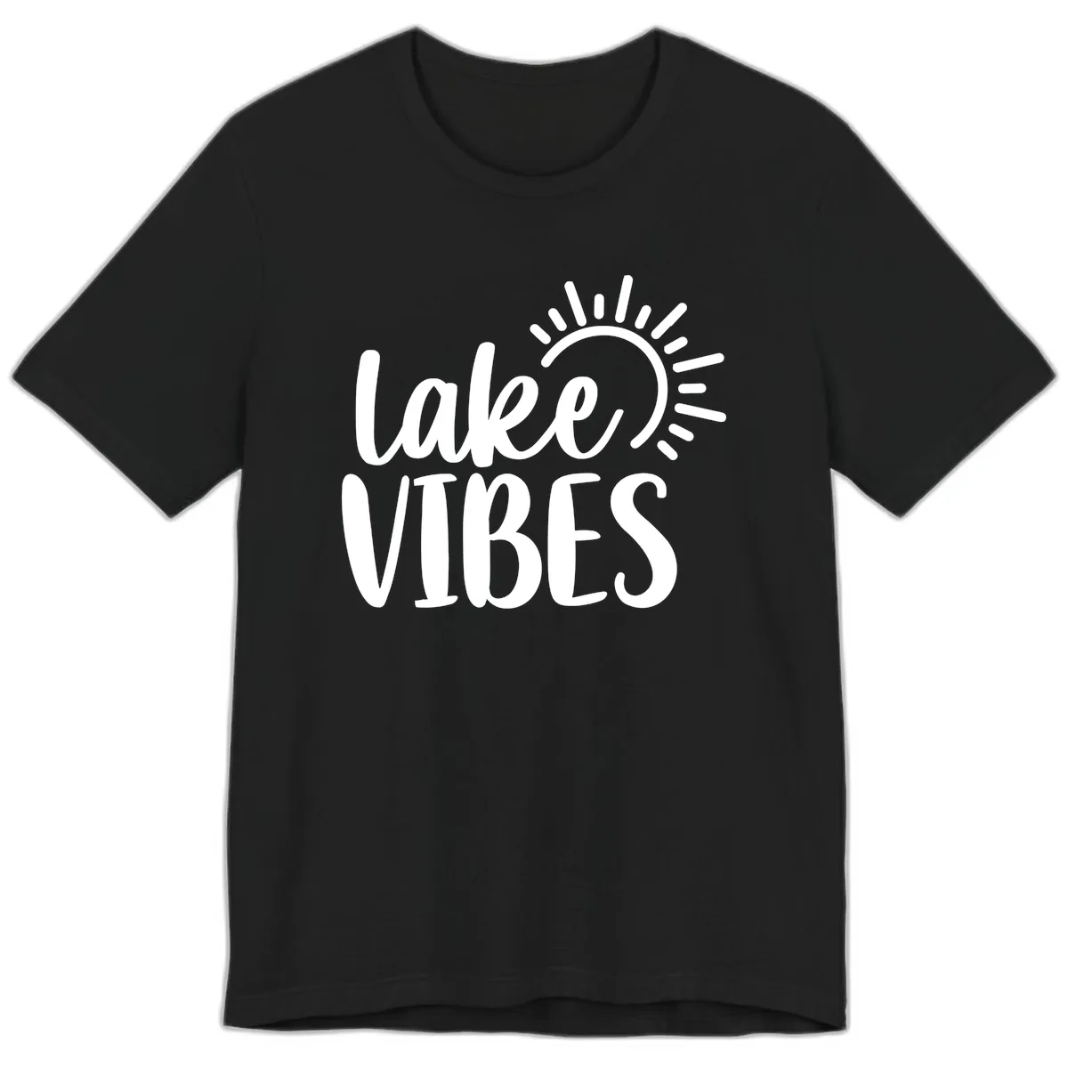 Lake Vibes Summer Sun Design Premium T-Shirt in Black