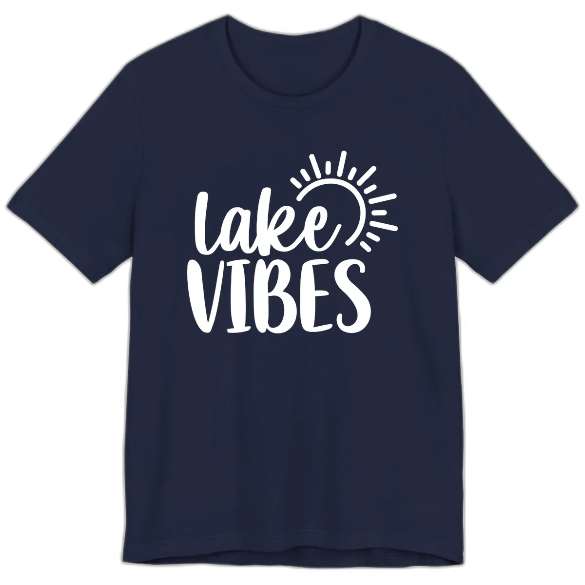 Lake Vibes Summer Sun Design Premium T-Shirt in Navy