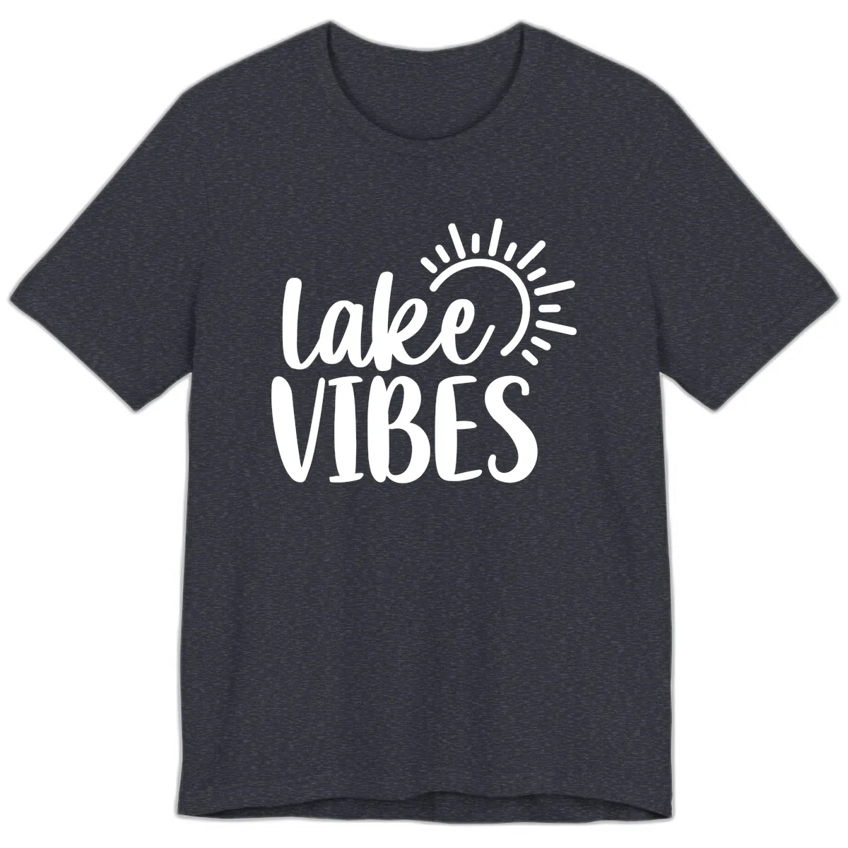 Lake Vibes Summer Sun Design Premium T-Shirt in Heather Navy