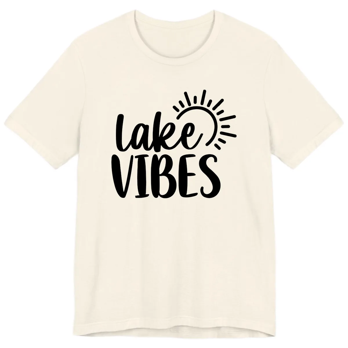 Lake Vibes Summer Sun Design Premium T-Shirt in Natural
