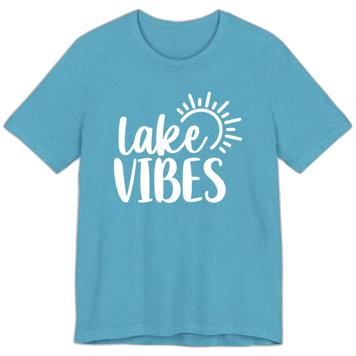 Lake Vibes Summer Sun Design Premium T-Shirt in Heather Aqua