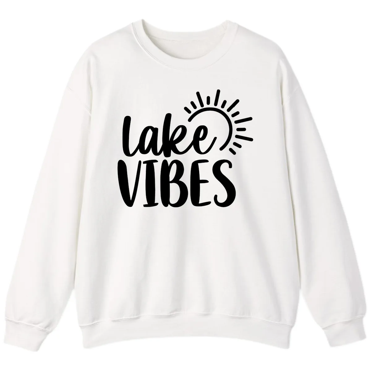Lake Vibes Summer Sun Design Sweatshirt in White