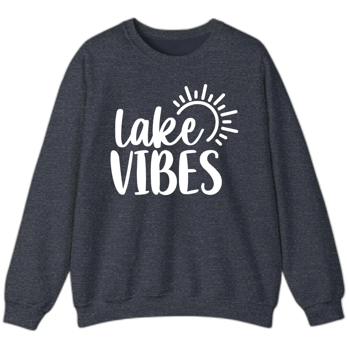 Lake Vibes Summer Sun Design Sweatshirt in Heather Sport Dark Navy
