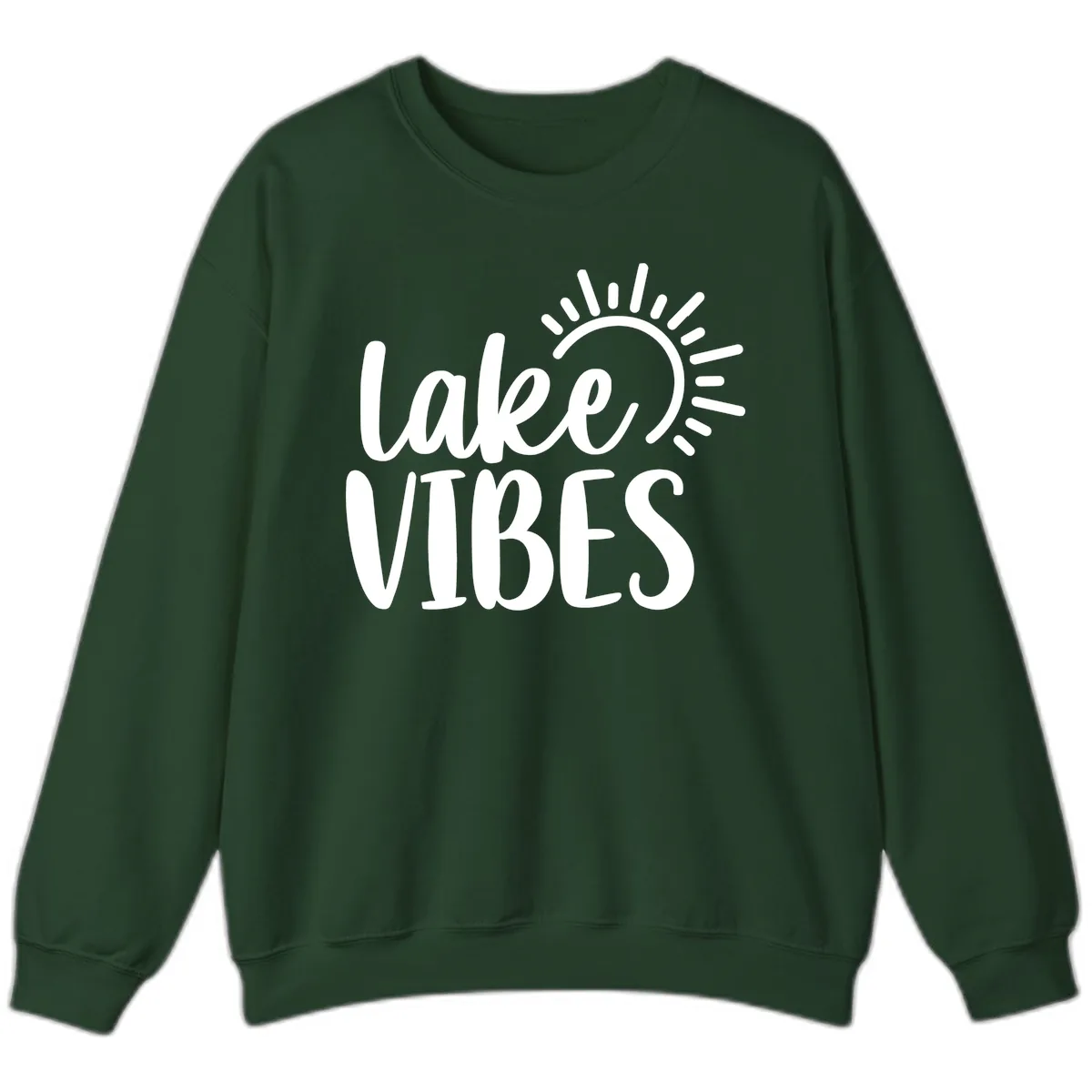 Lake Vibes Summer Sun Design Sweatshirt in Forest Green