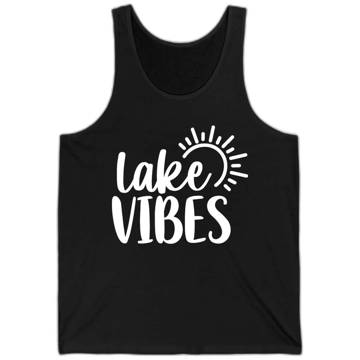 Lake Vibes Summer Sun Design Tank in Black