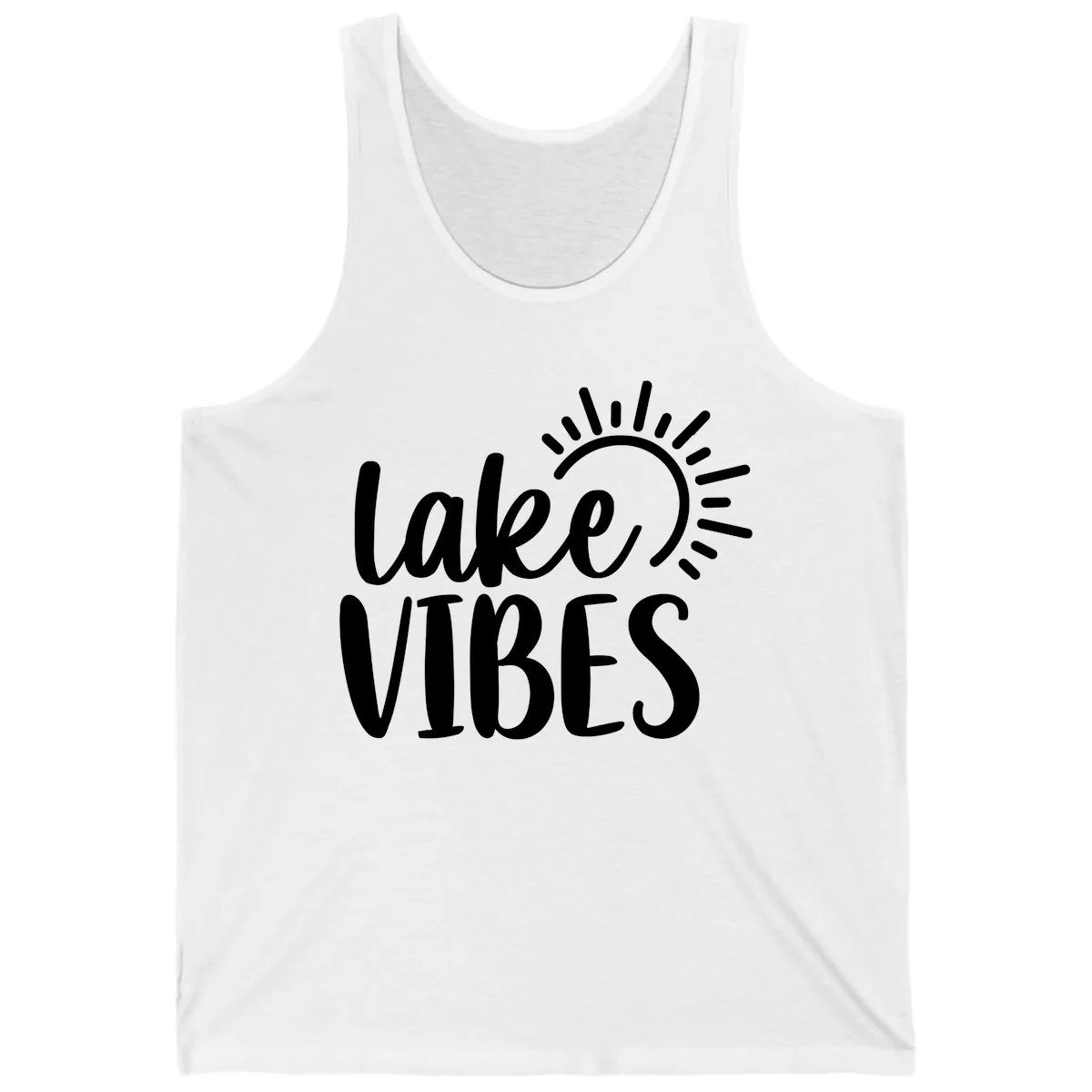 Lake Vibes Summer Sun Design Tank in White