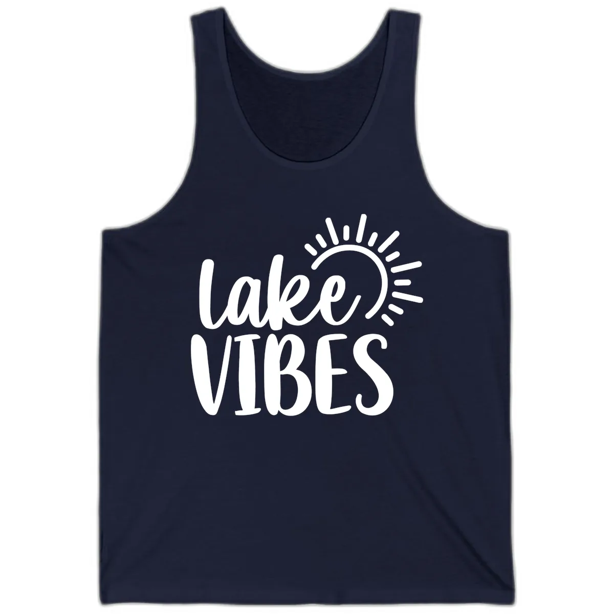 Lake Vibes Summer Sun Design Tank in Navy