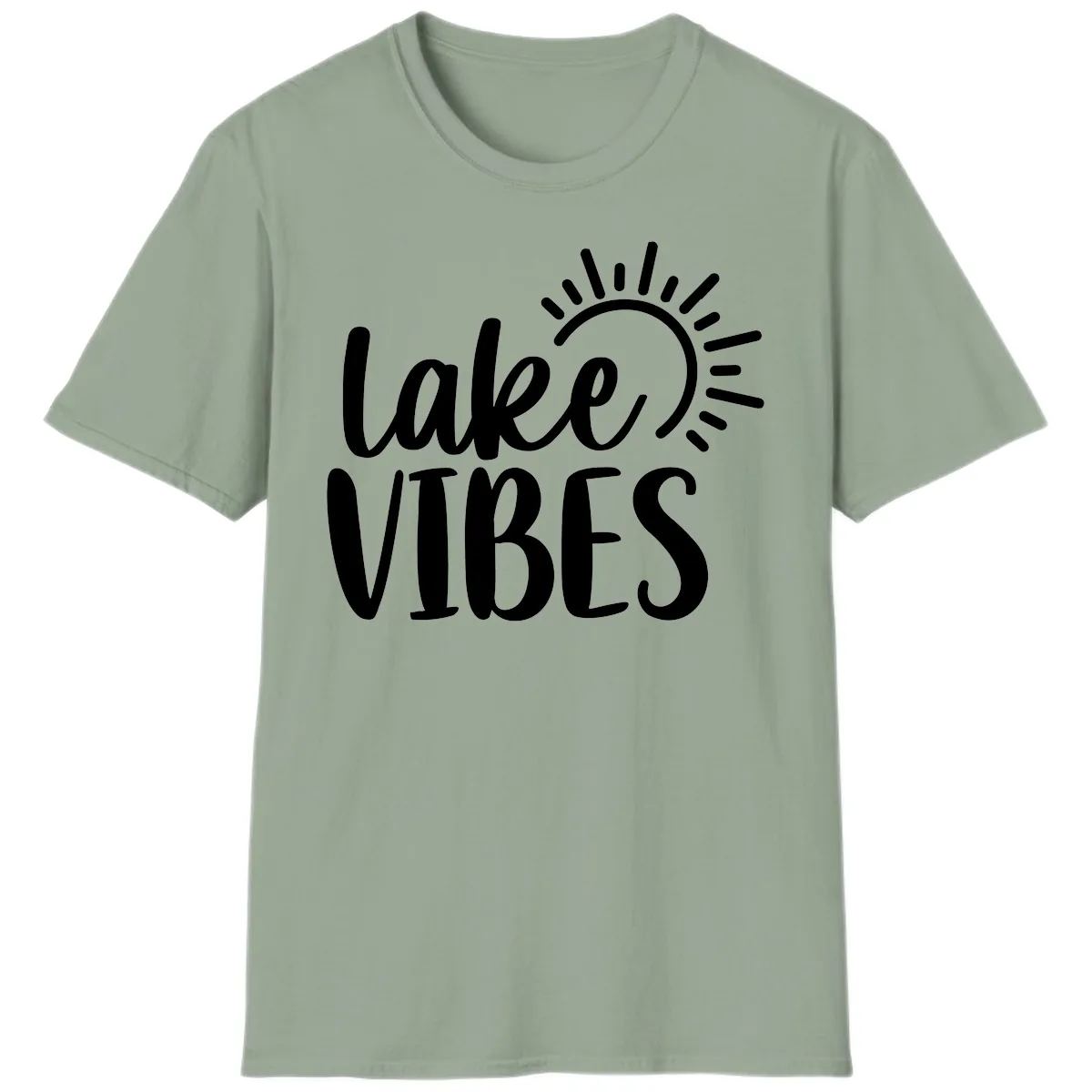Lake Vibes Summer Sun Design T-Shirt in Sage