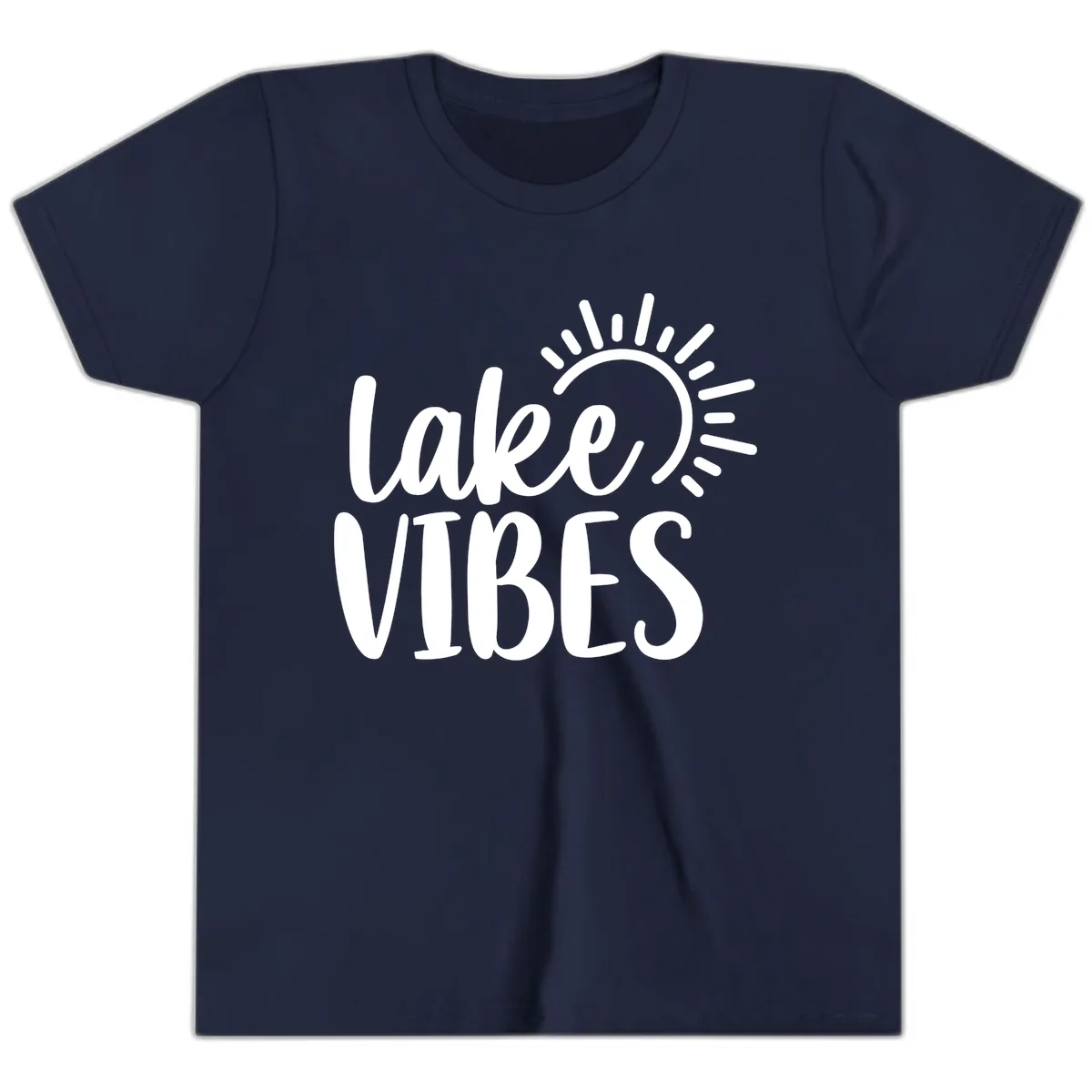 Lake Vibes Summer Sun Design Youth T-Shirt in Navy