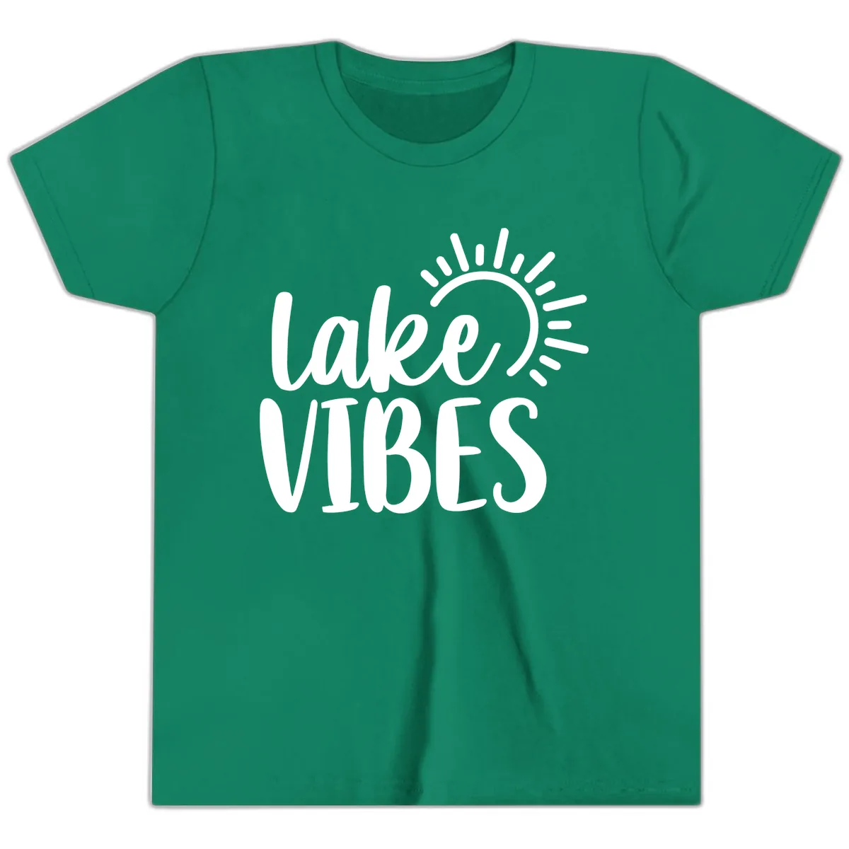 Lake Vibes Summer Sun Design Youth T-Shirt in Kelly
