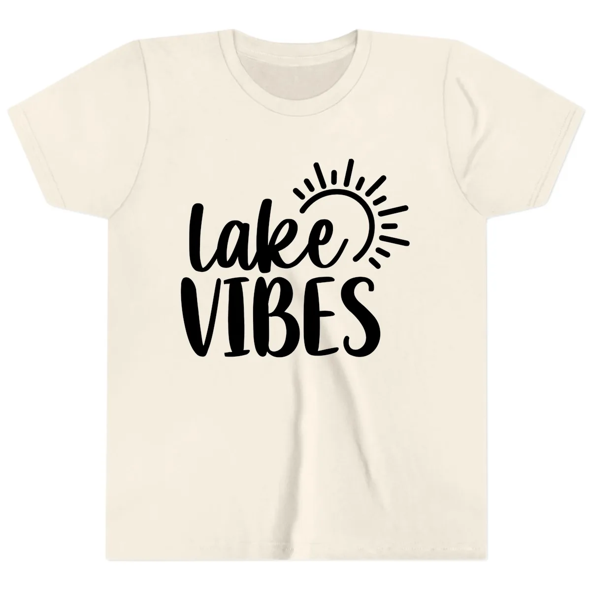 Lake Vibes Summer Sun Design Youth T-Shirt in Natural