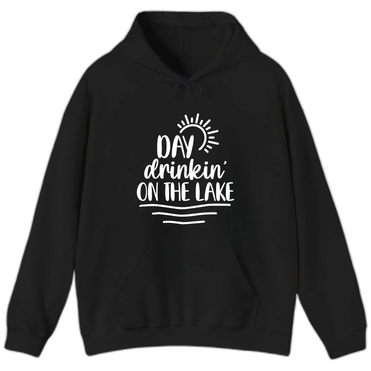 Day Drinkin On The Lake Design Hoodie in Black