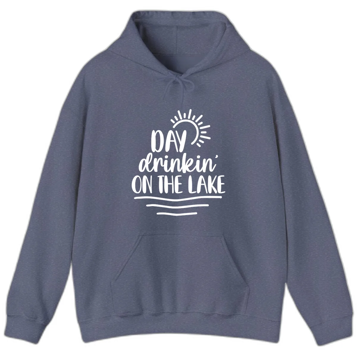 Day Drinkin On The Lake Design Hoodie in Heather Navy