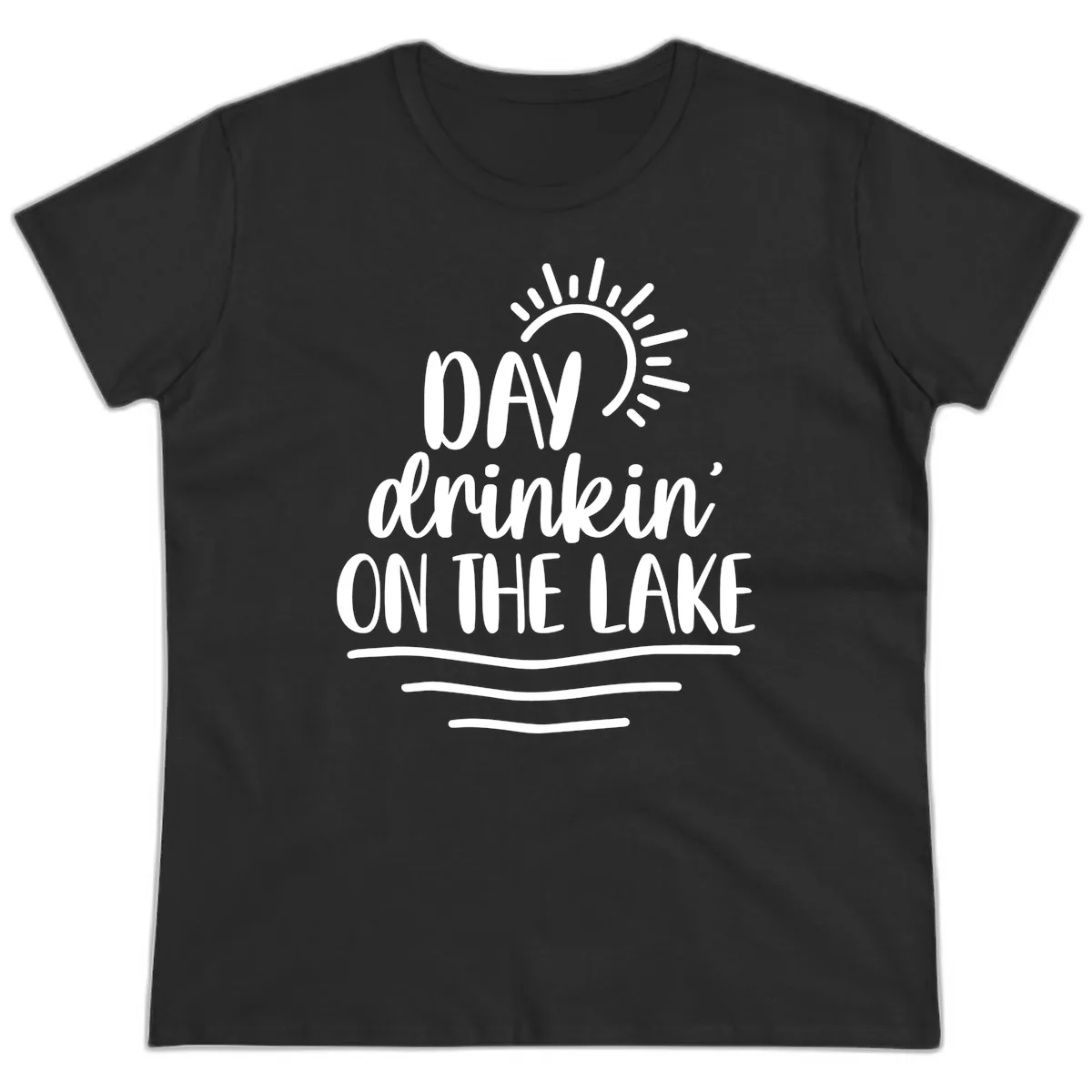Day Drinkin On The Lake Design Ladies Tee in Black