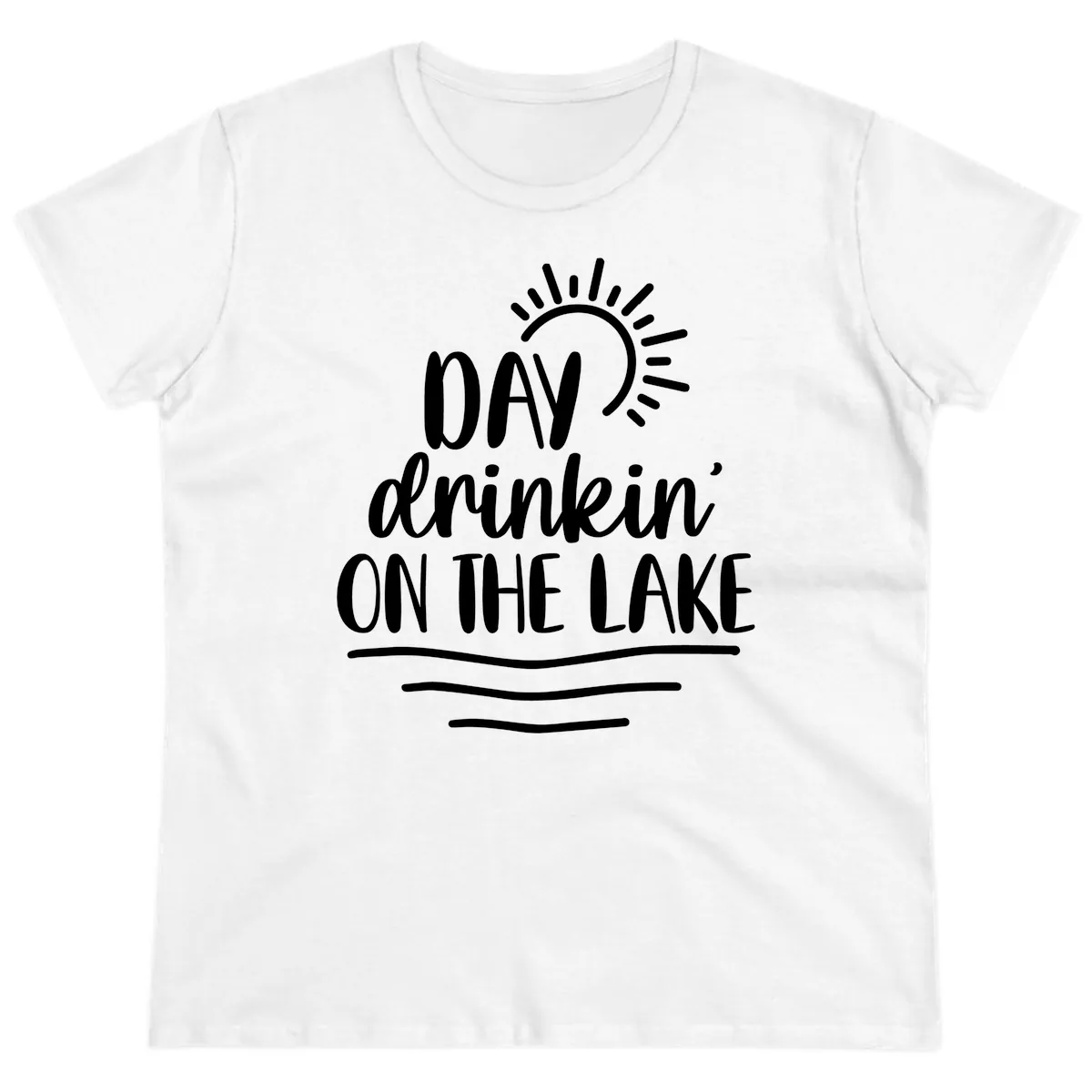 Day Drinkin On The Lake Design Ladies Tee in White