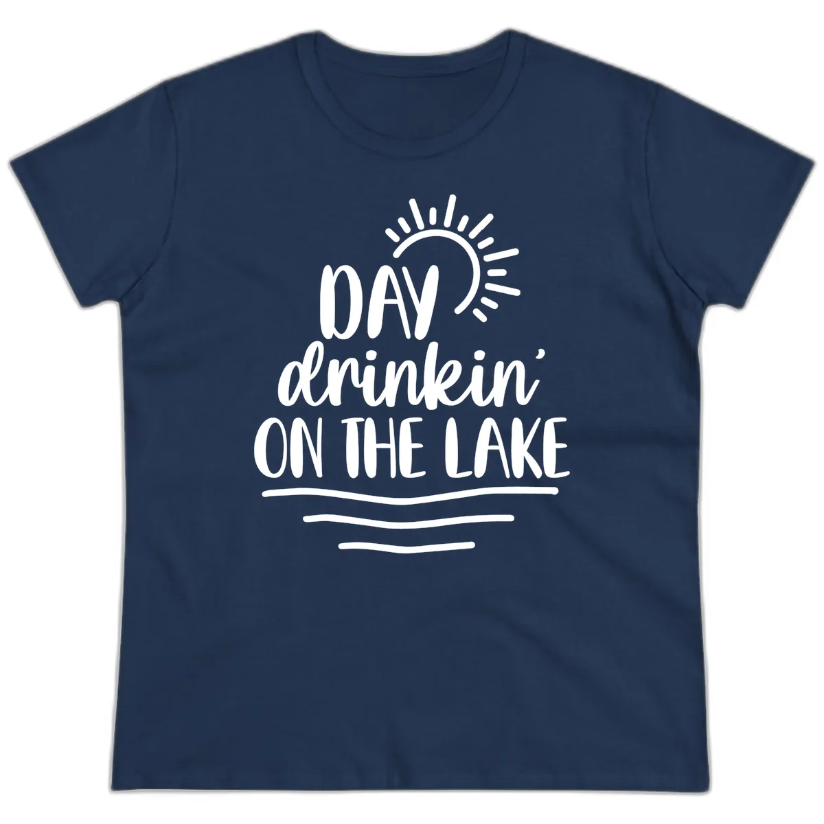 Day Drinkin On The Lake Design Ladies Tee in Navy