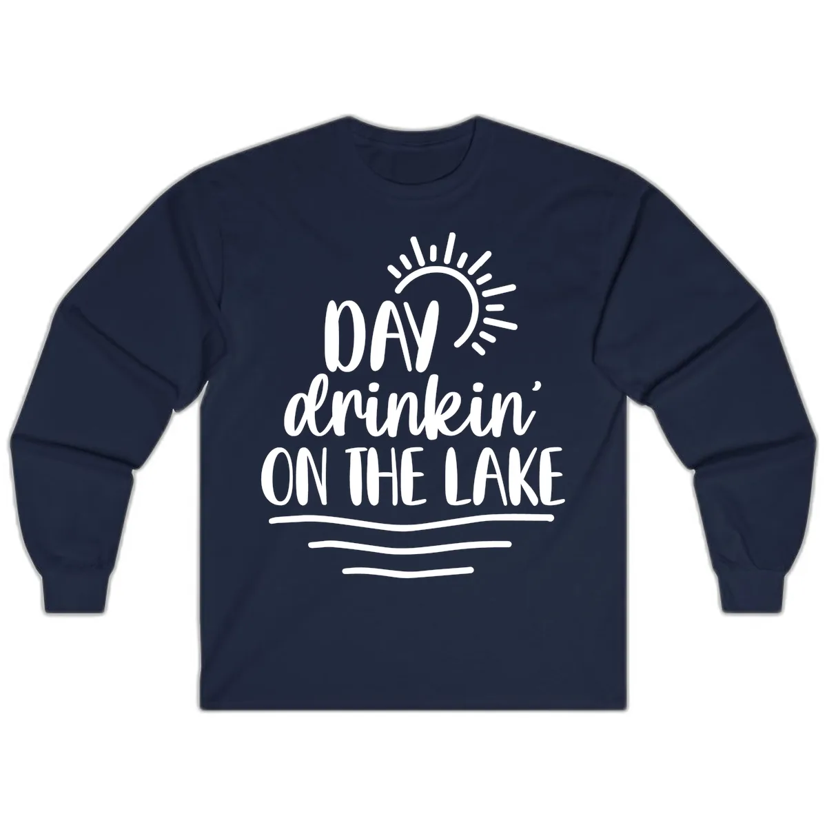 Day Drinkin On The Lake Design Long Sleeve in Navy