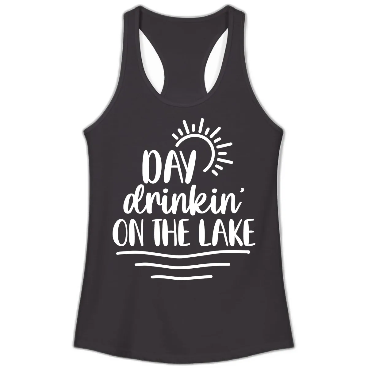 Day Drinkin On The Lake Design Ladies Tank in Black