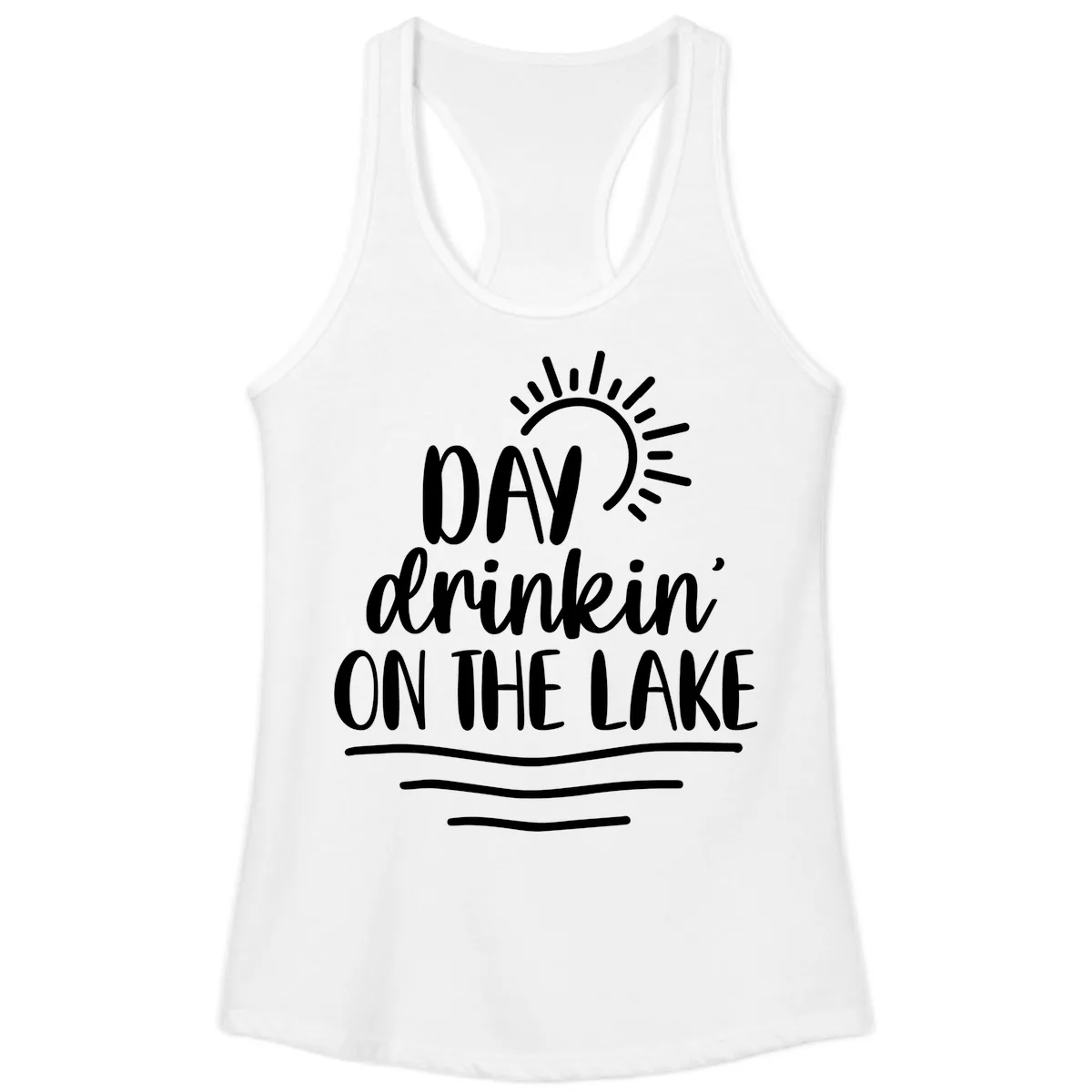 Day Drinkin On The Lake Design Ladies Tank in White