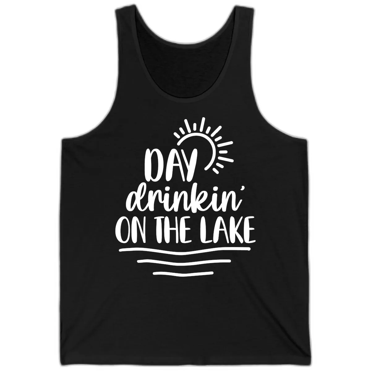 Day Drinkin On The Lake Design Tank in Black