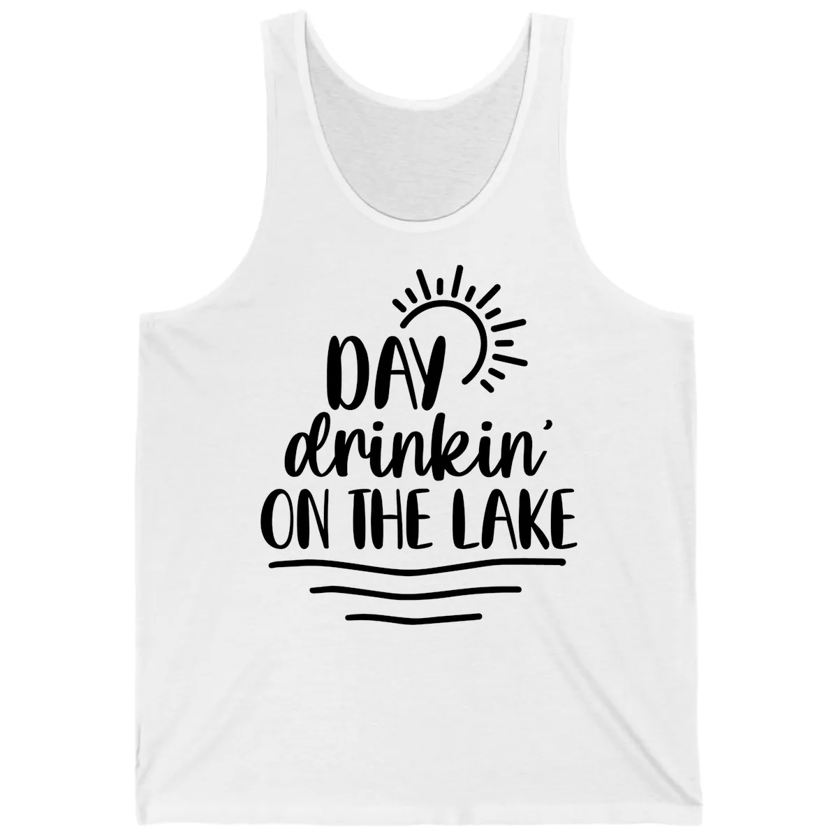 Day Drinkin On The Lake Design Tank in White