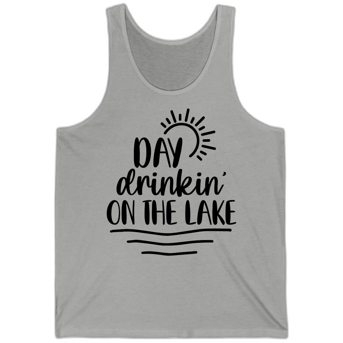 Day Drinkin On The Lake Design Tank in Athletic Heather