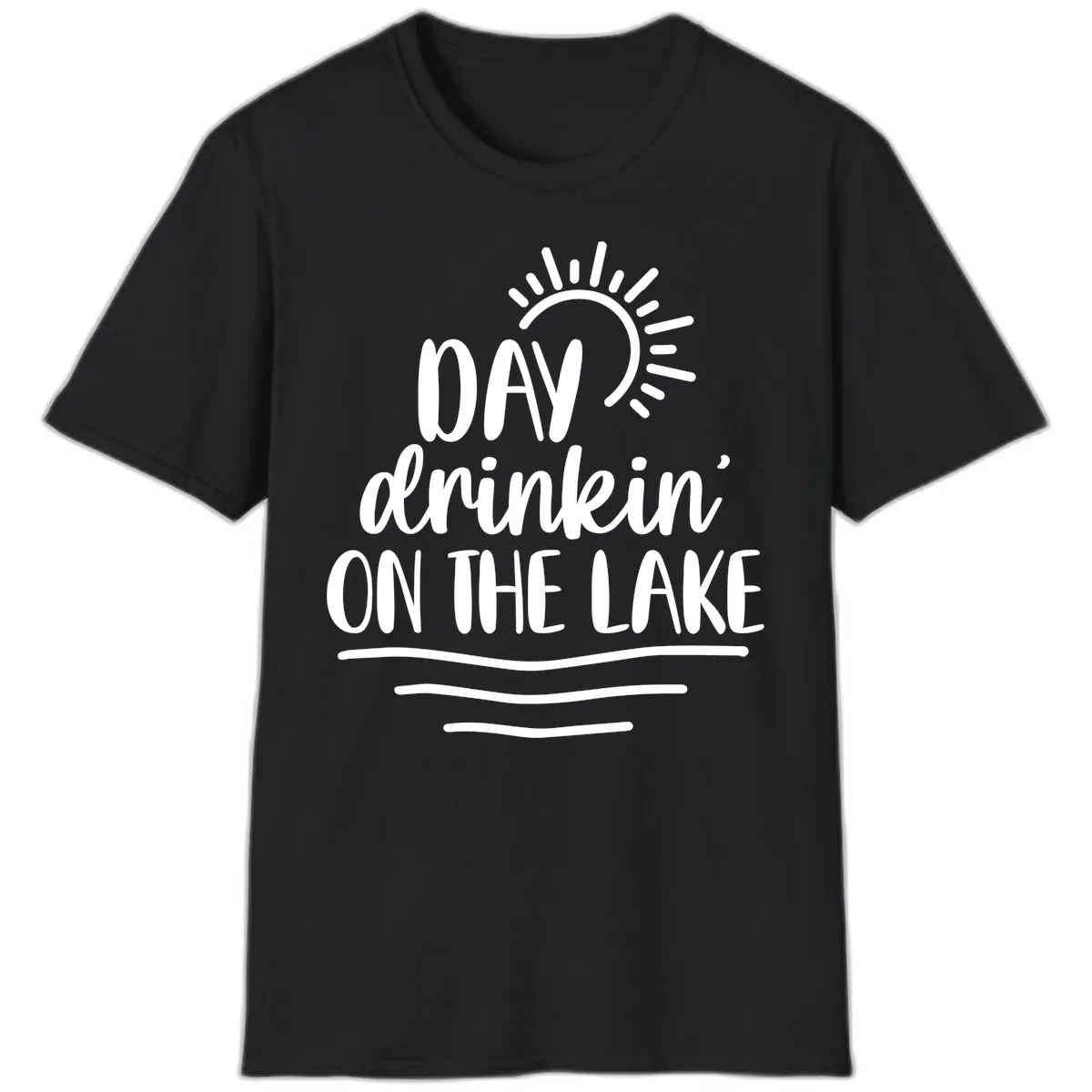 Day Drinkin On The Lake Design T-Shirt in Black
