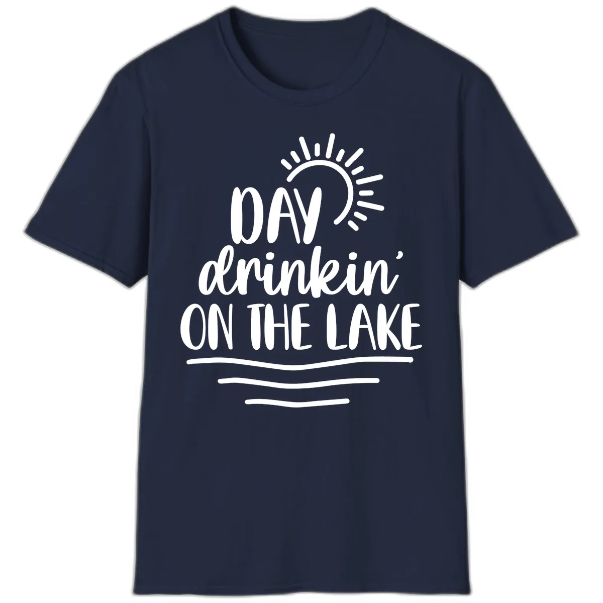 Day Drinkin On The Lake Design T-Shirt in Navy